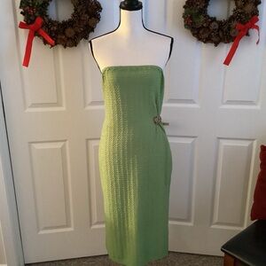 lime Green textured strapless dress